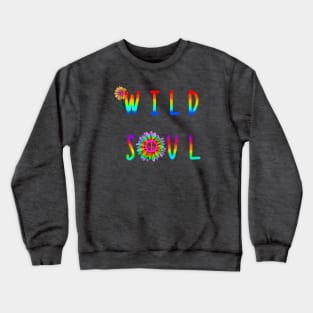 Wild soul hippie style print with sunflowers and peace symbol Crewneck Sweatshirt